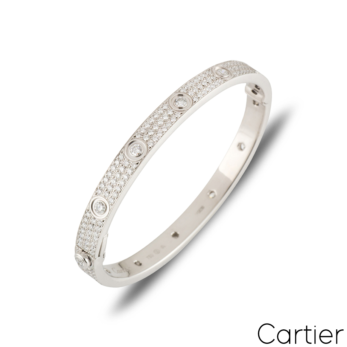 Cartier White Gold Pav� Diamond Love�Bracelet Size 19�N6727419